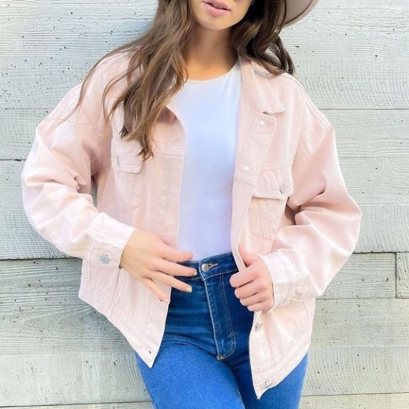 WOMEN'S BUTTON CLOSURE LONG SLEEVE DENIM JACKET pi - Picture 3 of 6